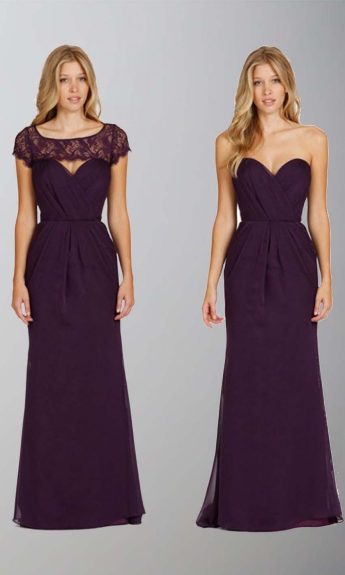 Removable Vest Long Purple Trumpet Bridesmaid Dress KSP405 – £94.00