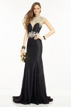 US$170.99 2016 Sweep Train Split Front Straps Appliques Lace Sleeveless Ruched Black