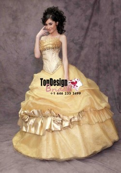 2017 New Beaded Sweet 15 Dress Gold Vestidos De Fiesta Satin Tulle Quinceanera Ball Gown