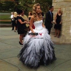 Wholesale 2017 Sweet 15 Dress New Style White/Black Organza Quinceanera Dresses Ball Gown Sweeth ...