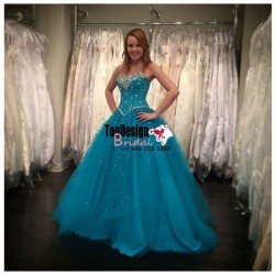Wholesale 2017 Sweet 15 Dress Sky Blue Sweetheart Strapless Tulle Ball Gown Beaded Bodice Quince ...