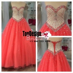 Wholesale 2017 Sweet 15 Dress Sweetheart Beaded Formal Party Prom Evening Ball Gown Long Quincea ...