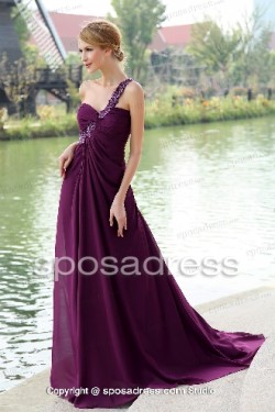 Glamorous One Strap Sweetheart Ruched Chiffon Prom Dress – Sposadress.com