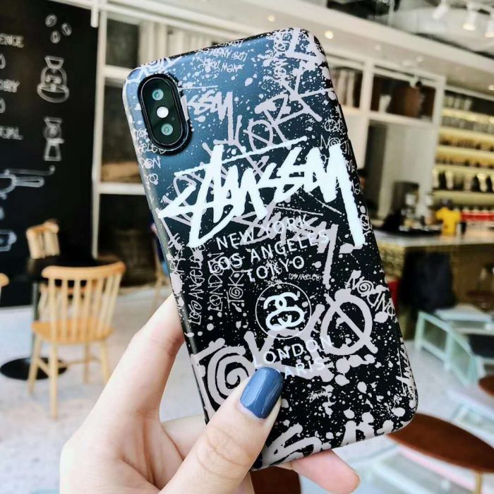 Coque iphone lineup 5.8 6.1 6.5 inch marque luxe stussy