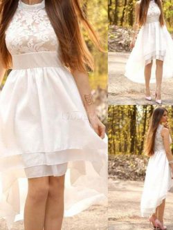 Robe de mariée éblouissant ruché silhouette asymétrique avec chiffon naturel – GoodRobe