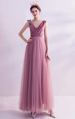 Formaldressau V Neck Pink Formal Dress A line Evening Gowns in Australia