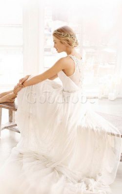 Robe de mariée longue plissé sexy manche nulle en chiffon – GoodRobe