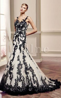 Mermaid Floor Length V-Neck Lace Fabric Vintage Wedding Dress – Gillne.com