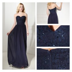 Navy Blue Chiffon Bridesmaid Dress A line Formal Evening Gowns 2022