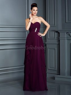 Robe de soirée ligne a avec zip avec chiffon avec sans manches de princesse – GoodRobe