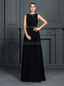 Robe de soirée longue plissé au drapée de tour de ceinture en haute avec chiffon – GoodRobe