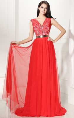 V Neck Red Evening Formal Gowns Online Au 2022-2023