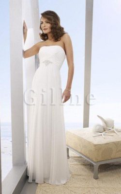 Abito da Sposa A-Line in Taffeta con Perline Semplice A Terra – Gillne.it