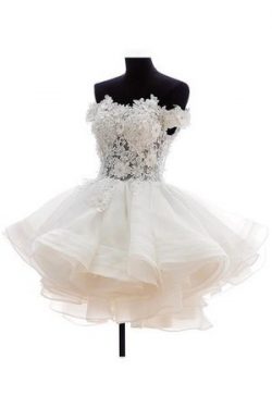 Abito da Sposa con Perline Radiosa Formale E Informale Fuori dalla spalla in Organza – Gil ...