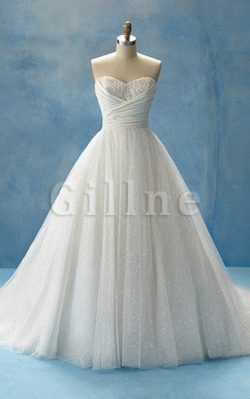 Natural Waist Sweep Train Modest Sweetheart Beach Wedding Dress – Gillne.com