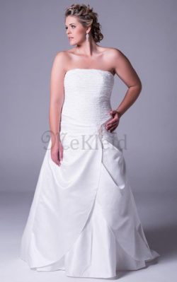 Satin Gerüschtes Reißverschluss Romantisches Elegantes Brautkleid – MeKleid.de