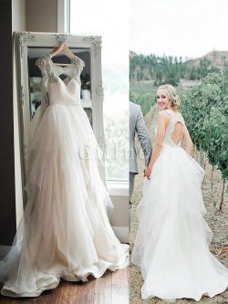 Abito da Sposa Senza Maniche A-Line Naturale Principessa Conotta – Gillne.it