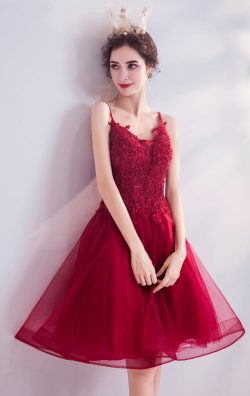 Red Short Homecoming Dress A line Tulle Formal Dress 2022-2023