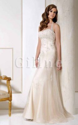 Abito da Sposa Elegante Spazzola Treno con Applique in Tulle Tubino – Gillne.it