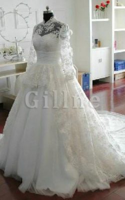 Abito da Sposa in Pizzo A-Line con Paillette con Fusciacca con Fiocco – Gillne.it