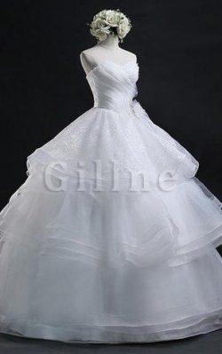 Abito da Sposa con Piega in Organza Semplice in Pizzo Ball Gown – Gillne.it