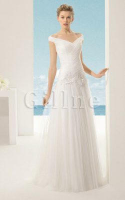 Abito da Sposa con Piega Romantico con Festone in Tulle Cerniera – Gillne.it