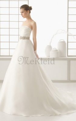 Garten Chiffon Bodenlanges Konservatives Brautkleid mit Falte Mieder – MeKleid.de