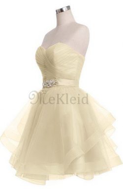 Tüll Geschichtes Kurzes Abiballkleid mit Natürlicher Taille mit Herz-Ausschnitt – MeKleid.de