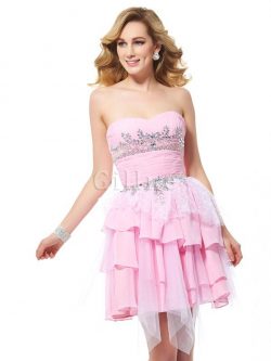 Abito Homecoming in Chiffon Cuore Principessa Mini Cerniera – Gillne.it