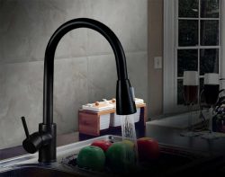 Contemporary Designed Black Pull Down Faucet