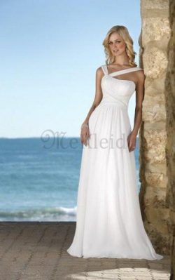 Etui Beach Stil Empire Taille Brautkleid mit Applike mit V-Ausschnitt – MeKleid.de