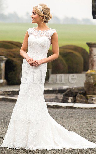 Abito da Sposa Vintage Formale E Informale in Pizzo Coda A Strascico Cappella con Manica Corte & ...
