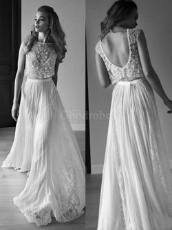 Robe de mariée ligne a de princesse manche nulle incroyable naturel – GoodRobe