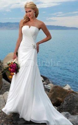 Robe de mariée mode simple maillot au bord de la mer avec chiffon – GoodRobe