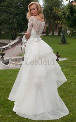 Etui Sweep Zug Reißverschluss Elegantes Brautkleid mit Schmetterlingsknoten – MeKleid.de