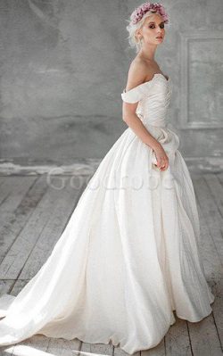 Robe de mariée facile entrecroisé col en forme de cœur avec perle ligne a – GoodRobe