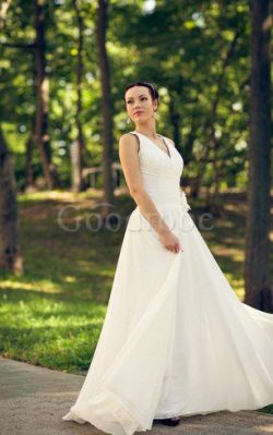 Robe de mariée ligne a avec chiffon avec fleurs avec zip longueur au ras du sol – GoodRobe