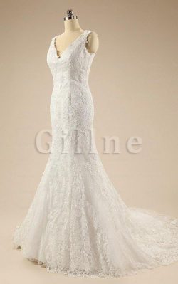 Abito da Sposa Coda A Strascico Corto All Aperto in Pizzo Oscillare Sexy – Gillne.it