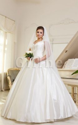 Abito da Sposa con Applique Ball Gown in Raso Cappellino Taglia Forte – Gillne.it