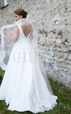 Abito da Sposa Senza Maniche a Riva Barchetta con Piega A-Line – Gillne.it