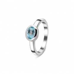 “Dainty Blue Topaz Ring with Filigree Detail”