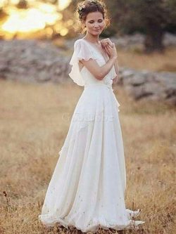 Robe de mariée ruché en chiffon ligne a de princesse belle – GoodRobe