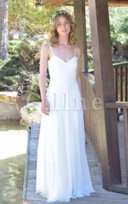 Abito da Sposa A Terra Schiena Nuda Semplice Lunghi in Chiffon – Gillne.it