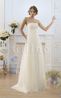 Abito da Sposa A Terra Senza Spalline Alta Vita Senza Maniche Coda A Strascico Cappella –  ...