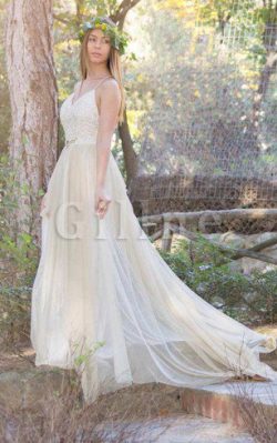 Abito da Sposa A-Line Formale E Informale Semplice in Tulle con Criss-cross – Gillne.it