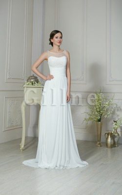 Abito da Sposa Allacciato Tondo A-Line Romantico con Increspato – Gillne.it