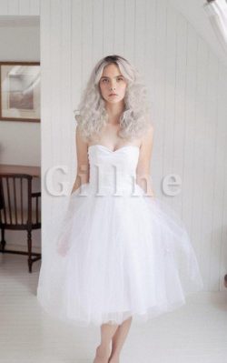 Abito da Sposa Cerniera Senza Maniche A-Line in Tulle Cuore – Gillne.it