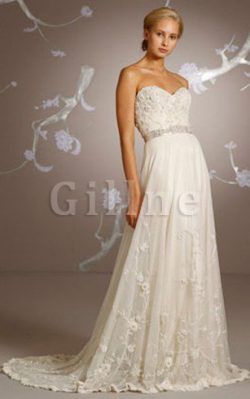 Abito da Sposa con Applique Stravagante Bordo Ondulato a Spiaggia Seducente – Gillne.it