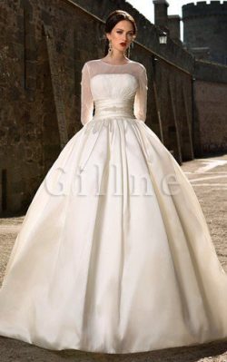 Abito da Sposa con Increspato Elegante con Perline Lunghi in Raso – Gillne.it