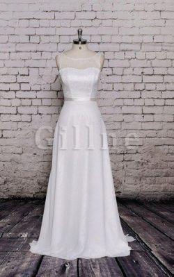 Abito da Sposa con Nastro in Chiffon in Pizzo con Fusciacca A-Line – Gillne.it